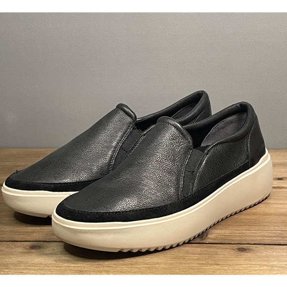 Vionic Women's Kearny Sneaker Size 7 Wide Black Leather Slip On Flat - Picture 5 of 15